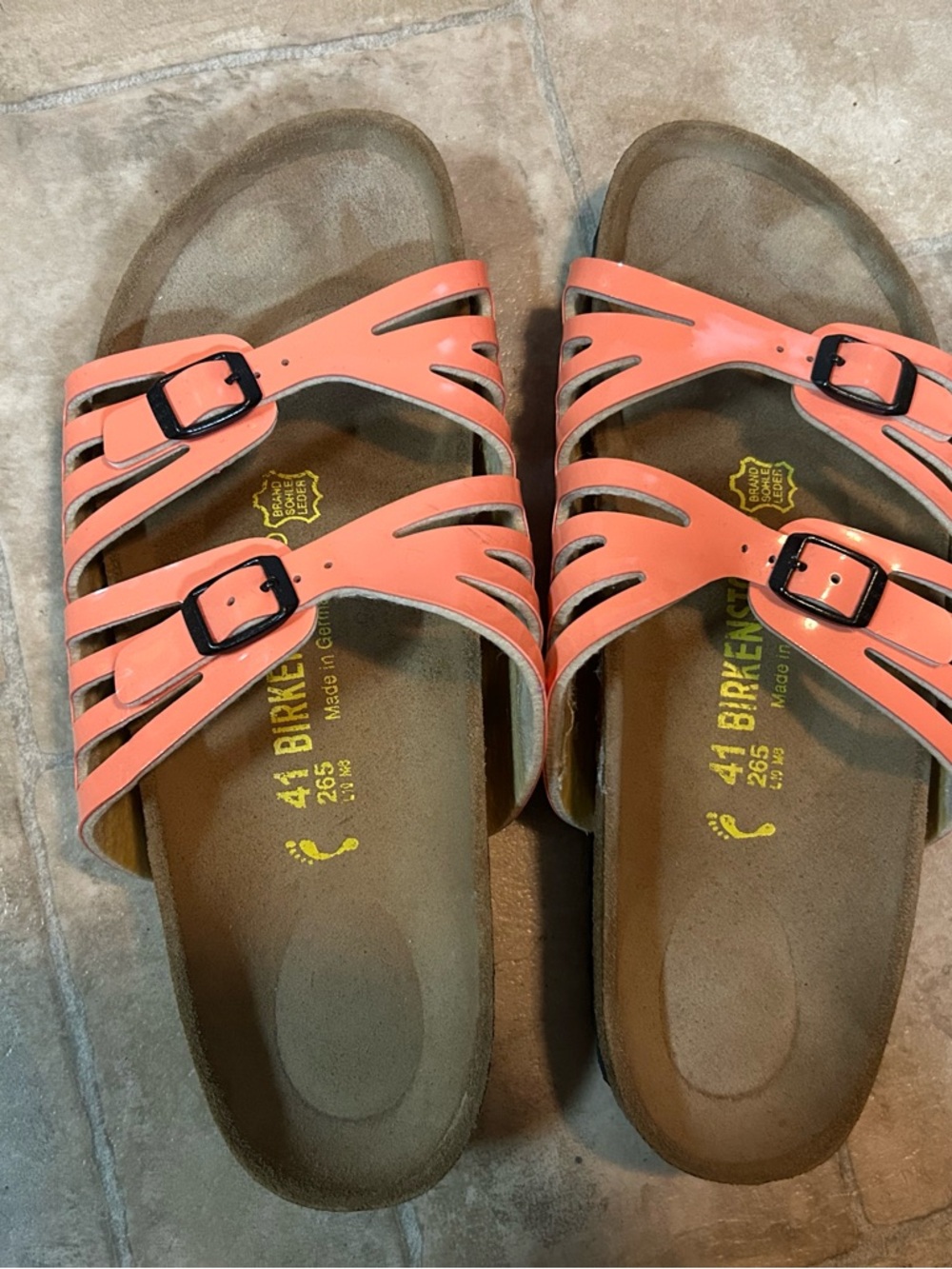 Birkenstock Orange Cutout Double Buckle Sandals - Picture 11 of 17